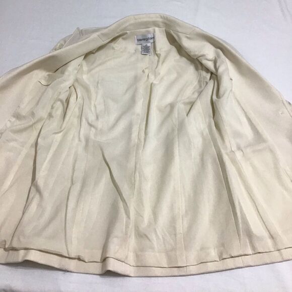 Bloomingdale’s Cream Ecru Single Button Embroidered Sleeves Blazer Size 2 Petite - Picture 8 of 13